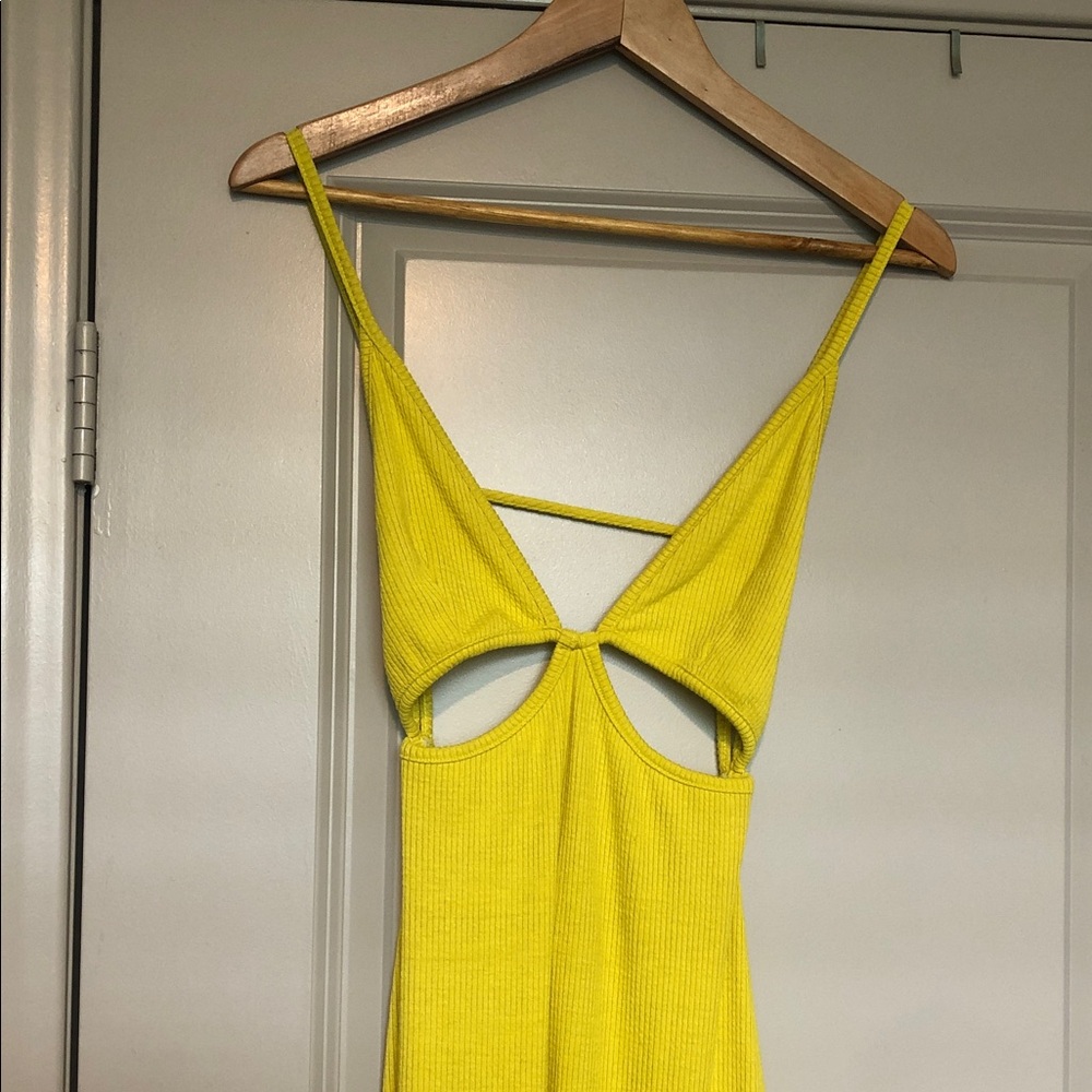 Yellow Cutout Ribbed Dress